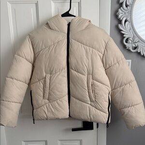 Zara Cream Puffer Jacket with Hood